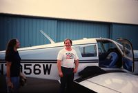 N7956W @ KSJC - at San Jose Airport June 1975 - World Famous Pilot Steve Picatti with his Piper Cherokee just washed and waxed, and we are set to go flying. - by Tom Vance