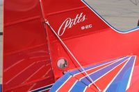 N340BF @ SZP - 2003 Aviat PITTS S-2C SPECIAL, Lycoming AEIO-540, important circular clear view port for pre-flighting elevator hinge continuity, same each side of fuselage. - by Doug Robertson