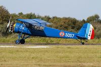 F-BIPJ @ LFRU - Morane-Saulnier MS-505 Criquet, Taxiing, Morlaix-Ploujean airport (LFRU-MXN) Air show 2017 - by Yves-Q
