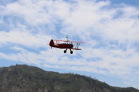 N68405 @ SZP - 1943 Boeing Stearman A75N1 (PT-17), P&W R985 Wasp Jr. 450 Hp upgrade, takeoff climb Rwy 22 - by Doug Robertson