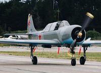 N5874M @ KHAF - Locally-based 1982 Yak 52 taxing in at Half Moon Bay Airport Day 2018. - by Chris Leipelt