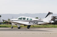 N772MD @ KRHV - 1997 Beechcraft B36TC Bonanza taxing out for departure at Reid Hillview Airport, San Jose, CA. - by Chris Leipelt