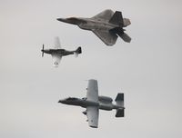 02-4029 @ MCF - F-22 with P-51 and A-10 - by Florida Metal