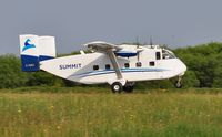 C-FARA @ EGFH - Visiting Skyvan operated by Summit Air departing Runway 04. - by Roger Winser