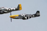 N151MC @ DWF - Trailing aircraft in a flight of three P-51s overflying the National Museum of the USAF - by Glenn E. Chatfield