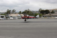 N675LF @ SZP - 1944 De Havilland DH-82 TIGER MOTH II, landing Rwy 22, panned shot - by Doug Robertson