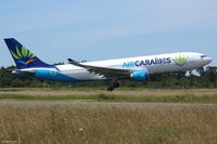 F-HHUB @ LFBD - Air Caraïbes A332 landing RWY 05.