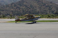 N4187Y @ SZP - 1977 Bellanca 8KCAB SUPER DECATHLON, Lycoming AEIO-360 180 Hp, wing Micro Vortex generators, landing roll Rwy 22 - by Doug Robertson