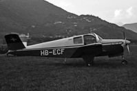 HB-ECF @ LSZA - At Lugano-Agno airfield mid 50-ies. Scanned from a b+w 6x9 negative.