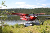 C-FSVF @ CFC9 - Beached at the Faro Water Aerodrome (Johnson Lake), Yukon - by Murray Lundberg