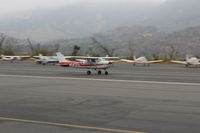 N9435U @ SZP - 1976 Cessna 150M, Continental O-200 100 Hp, landing roll Rwy 22 - by Doug Robertson