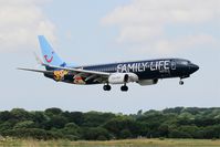 OO-JAF @ LFRB - Boeing 737-8K5, On final rwy 25L, Brest-Bretagne airport (LFRB-BES) - by Yves-Q