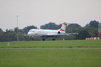 OE-LVM @ EGSH - Arriving at Norwich following a flight from Bratislava where this former Austrian Arrow had been stored for a while. She at Norwich for work with KLM and possible paint job before going to Aliance - by AirbusA320