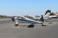 N147E @ SZP - 1947 Luscombe 8E SILVAIRE, Continental C85 85 Hp, cowl and prop off. Originally, this aircraft was all polished shiny aluminum-not painted - by Doug Robertson