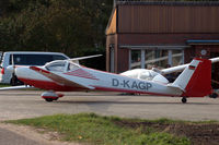 D-KAGP @ EDWN - Scheibe SF-25C Rotax Falke in front of the hangar of Luftsportverein Lingen at Klausheide airfield, Germany
