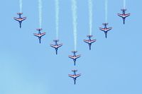 E45 @ LFBD - Dassault-Dornier Alpha Jet E (F-TETF), Leader of Patrouille de France 2017, Bordeaux-Mérignac Air Base 106 (LFBD-BOD) Open day 2017 - by Yves-Q