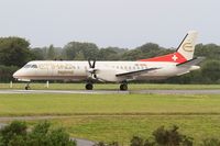 HB-IZH @ LFRB - Saab 2000, Take off run rwy 25L, Brest-Bretagne airport (LFRB-BES) - by Yves-Q