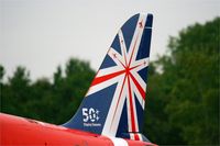 XX319 @ LFRN - Royal Air Force Red Arrows Hawker Siddeley Hawk T.1, Tail close up view, Rennes-St Jacques airport (LFRN-RNS) Air show 2014 - by Yves-Q
