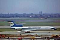 HA-LCB @ EGLL - HA-LCB   Tupolev Tu-154B-2 [73A-046] ( Malev-Hungarian Airlines) Heathrow~G 18/04/1974. From a slide. Now used by the Fire Service at Stuttgart airport and marked D-AFSG. - by Ray Barber