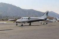 N444KT @ SZP - 1981 Cessna 340A, two Continental TSIO-520-K 310 Hp each-turbocharged and pressurized, rear airstair door top half-opened. Tip tanks standard. Nearly 1,300 sold. - by Doug Robertson