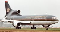 JY-AGB - taxiing Brussels towards t/o rwy 25R '90s - by j.van mierlo