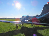 G-YACC - Re-painted bearing UK reg. and parked at Pent Farm airfield, Kent. - by Chris Holtby