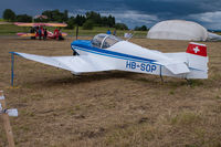 HB-SOP @ LSGE - Swiss-built Jodel D-11. First registered from 1958-09-27 until accident 1977-11-04. Rebuilt and reregistered 2013-01-25. Seen at RIO Ecuvillens. - by sparrow9