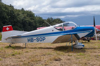 HB-SOP @ LSGE - Swiss-built Jodel D-11. First registered from 1958-09-27 until accident 1977-11-04. Rebuilt and reregistered 2013-01-25. Seen at RIO Ecuvillens. - by sparrow9