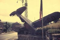 OO-FAA - Damaged at Melsbroek in 1948. Eye catcher near a restaurant in the Ardennes. Place and date unknown, early 1970's.