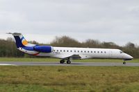 F-HELA @ LFRB - Embraer ERJ-145EU, Take off run rwy 25L, Brest-Bretagne airport (LFRB-BES) - by Yves-Q