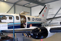 D-FOOO @ EDFC - D-FOOO   Socata TBM700A [24] Aschaffenburg-Grossostheim~D 18/04/2016. Showing a close up of the rear and tail with various stickers. - by Ray Barber