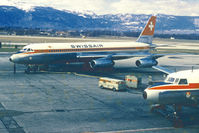 HB-ICD @ LSGG - At Geneva-Cointrin. Crashed near Wuerenlingen after a bomb explosion in the cargo-hold. Scanned from a slide. - by sparrow9