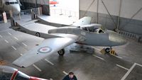 G-OBLN - Former RAF Vampire aircraft XE956 on display at the South Wales Aviation Museum, Picketston Business Park, Saint Athan, Wales, UK. - by Roger Winser