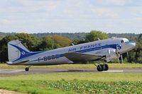 F-AZTE @ LFRU - Douglas C-47A Skytrain, Ready to take off rwy 23, Morlaix-Ploujean airport (LFRU-MXN) Air show 2017 - by Yves-Q