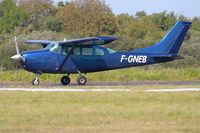 F-GNEB @ LFRU - Cessna U206F Stationair, Take off rwy 23, Morlaix-Ploujean airport (LFRU-MXN) air show 2017 - by Yves-Q