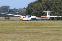 F-CLOL @ LFRU - Schleicher ASK 21, Landing, Morlaix-Ploujean airport (LFRU-MXN) Air show 2017 - by Yves-Q