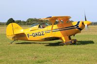 F-GKGZ @ LFRU - Pitts S-2A Special, Taxiing, Morlaix-Ploujean airport (LFRU-MXN) air show 2017 - by Yves-Q
