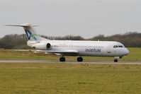 D-AOLG @ LFRB - Fokker 100, Taxiing rwy 25L, Brest-Bretagne airport (LFRB-BES) - by Yves-Q