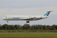 D-AOLG @ LFRB - Fokker 100, On final rwy 25L, Brest-Bretagne airport (LFRB-BES) - by Yves-Q