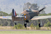 VH-JFW @ YMND - Hawker Hurricane MK XII VH-JFW Cn 60392 (RCAF 5481) Code V6748/PO, taking off at Maitland Airport YMND on 29Jan2017. - by Walnaus47