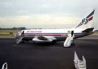 G-BOSL @ EGMC - Boeing 737 - 2U4 parked on Stand 1Taken on 12th September 1981 Britannia Airways G-BOSL - by Paul Howlen