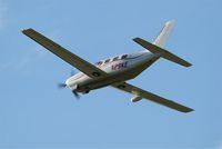 N29KE @ LFRB - Piper PA-46-350P Malibu Mirage, Take off rwy 25L, Brest-Bretagne Airport (LFRB-BES) - by Yves-Q
