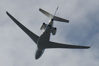 A56-002 - Rear view of RAAF 34 Squadron Dassault Falcon 7X Serial A56-002 Cn 284, shown flying over Russell Offices Canberra on the morning of 03Jul2019. The Flypast was for the Chief of Air Force ‘Change of Command’ Ceremony, at 1026 hrs.