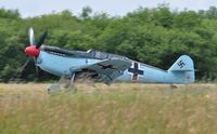 G-AWHC @ EGFH - Two seat Buchon coded Red 11 arriving Runway 22. - by Roger Winser