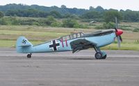 G-AWHC @ EGFH - Two seat Buchon coded Red 11. - by Roger Winser