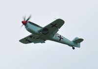 G-AWHC @ EGFH - Two seat Buchon coded Red 11 in the overhead. - by Roger Winser