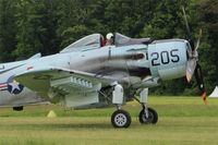 F-AZDP @ LFFQ - Douglas AD-4NA Skyraider, Taxiing to parking area, La Ferté-Alais airfield (LFFQ) Airshow 2015 - by Yves-Q
