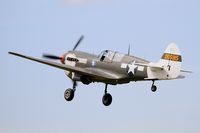 F-AZKU @ LFFQ - Curtiss P-40N Warhawk, Take off, La Ferté-Alais (LFFQ) Air show 2015 - by Yves-Q