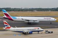 OO-SCW @ EDDL - Eurowings A343 taxying in while BA ERJ170 being pushed-back. - by FerryPNL