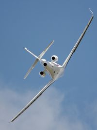 F-WFBW @ LFPB - Rear view of the sleek lines of First Built Dassault Falcon 7X F-WFBW over LBG/LFPB on Friday 24Jun2011. Photo taken at the 49th Salon International - Paris Air Show at Le Bourget. This is Falcon 7X Construction Number 1. - by Walnaus47
